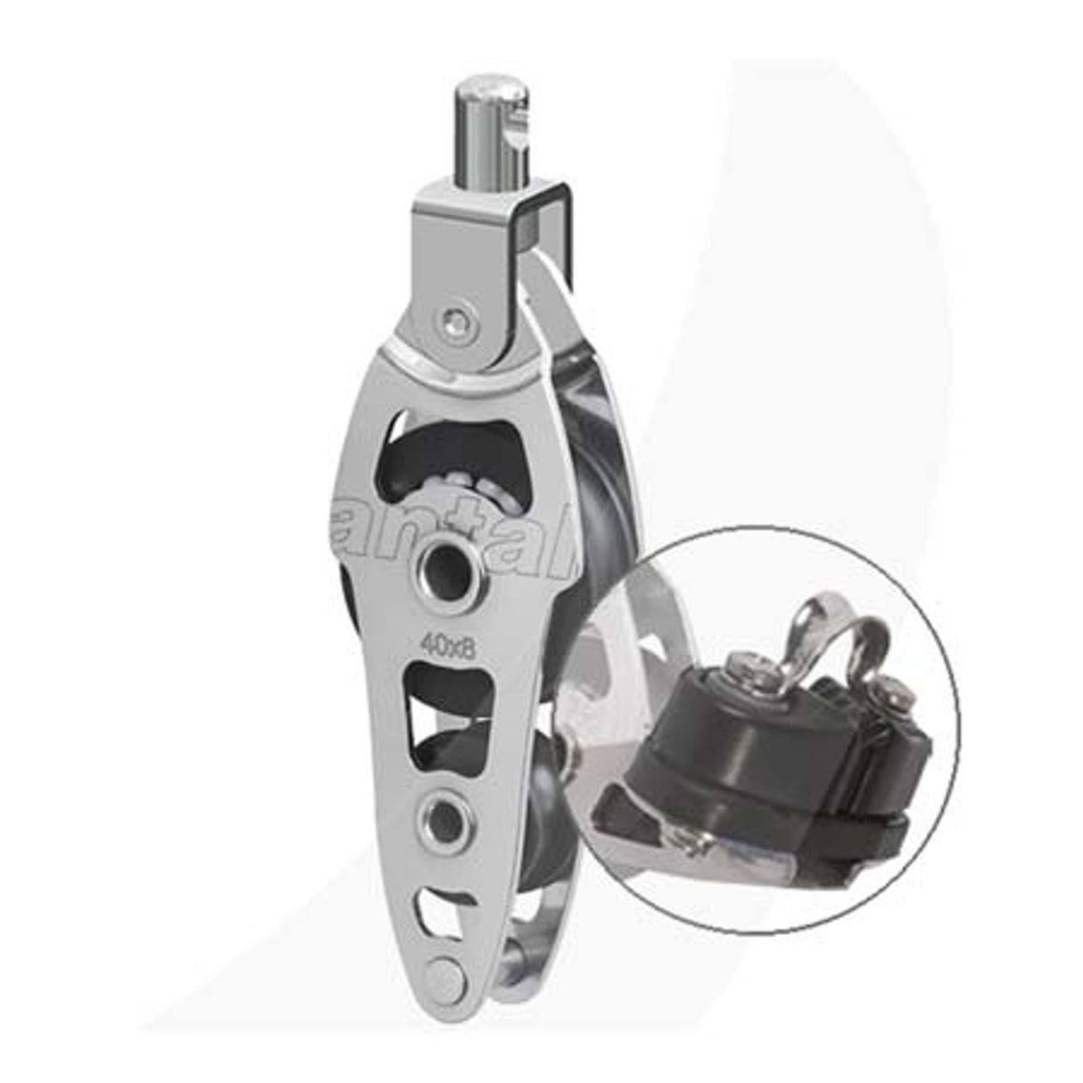 Antal 40mm Fiddle Block w/ Becket, Cam Cleat & Swivel Head