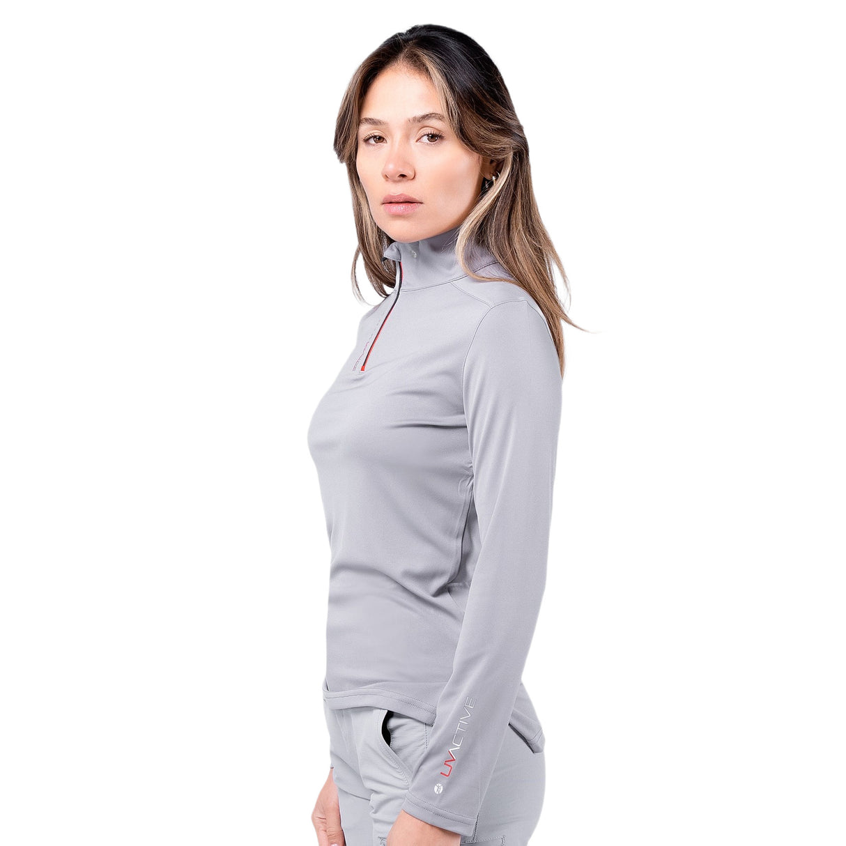 Zhik Womens UVActive High Collar 1/4 Zip Top - Grey