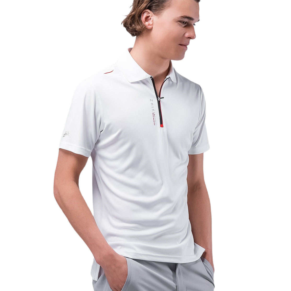 Zhik Mens UVActive Zip Sports Polo - White