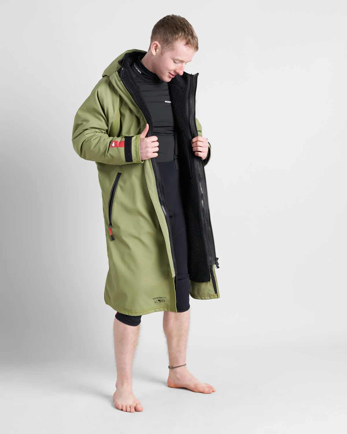 Rooster Aquafleece Robe, colors: Black/Blue, Khaki/Black