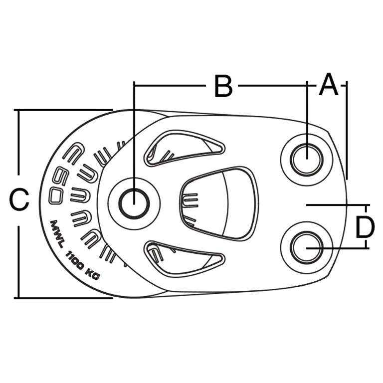 Harken 80mm Aluminum Element Double Footblock