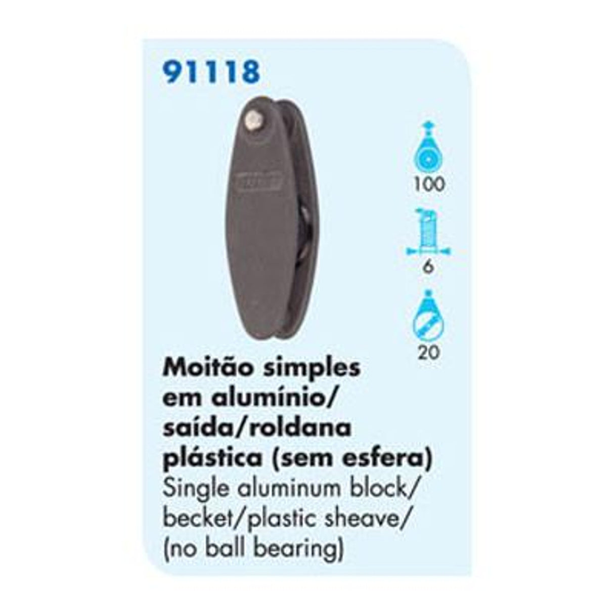 91118 Single Aluminum Block/Becket/Plastic Sheave