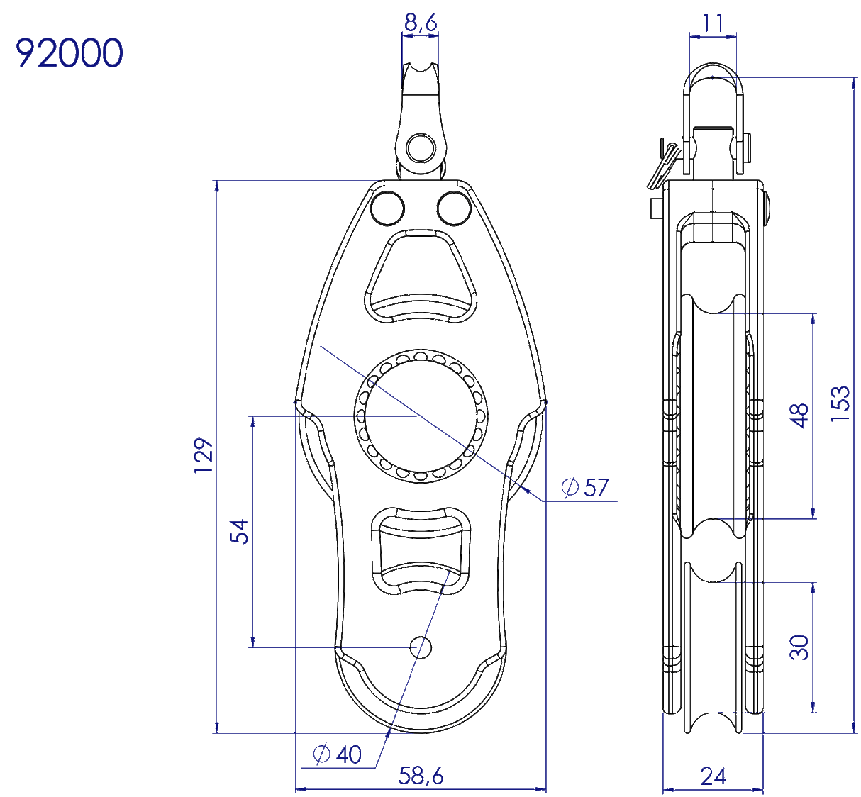 92000 Fiddle Swivel, Black