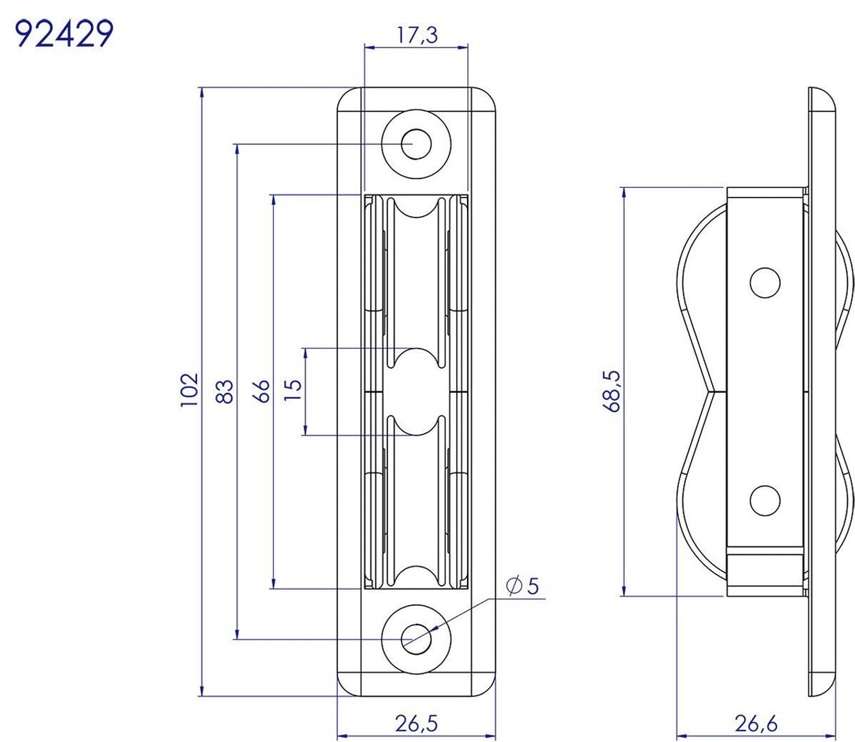92429 In Line Double Block Through Deck