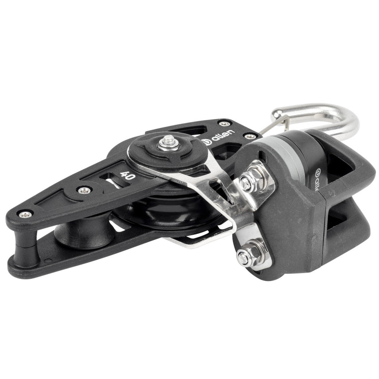 Allen Brothers 40mm Dynamic Fiddle Block/Becket with Hook and A..77 Cleat