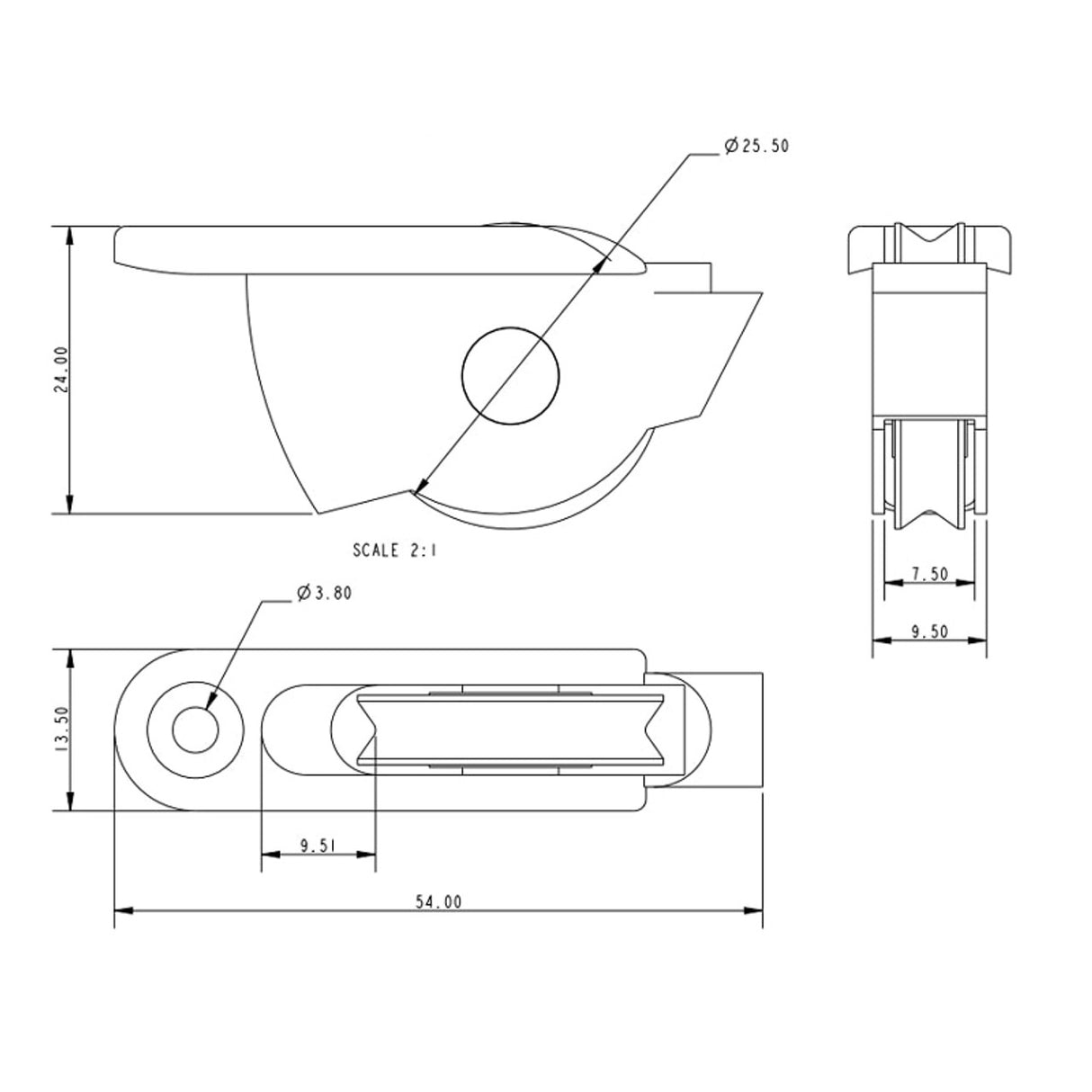 Allen Brothers 25mm X 6mm Low Profile Alloy Sheave Box