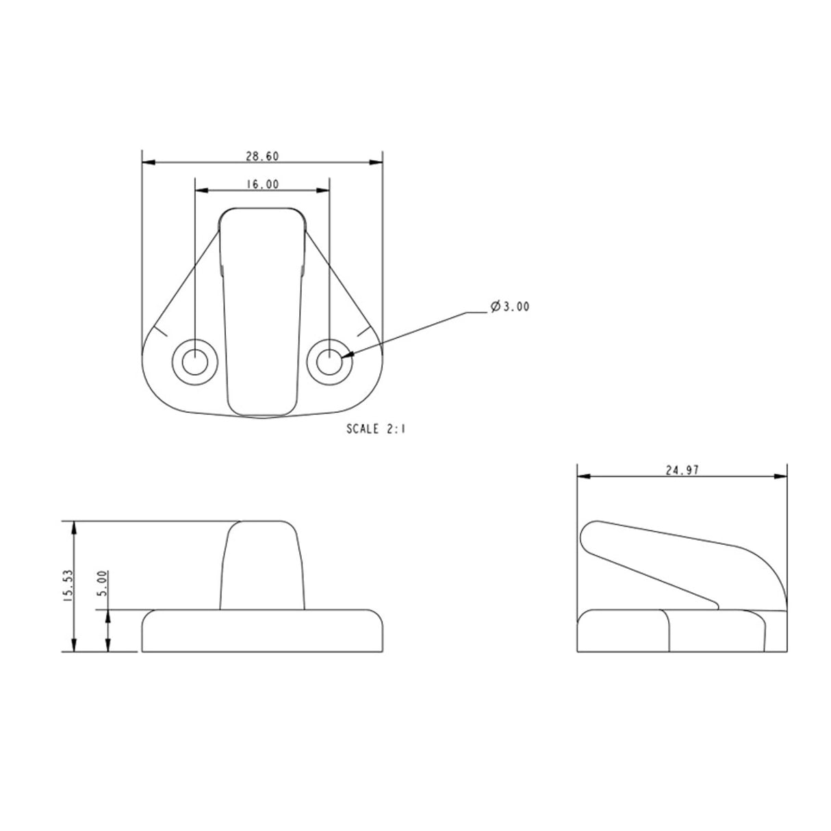 Allen Brothers 5MM Acetal Lacing Hook - Grey