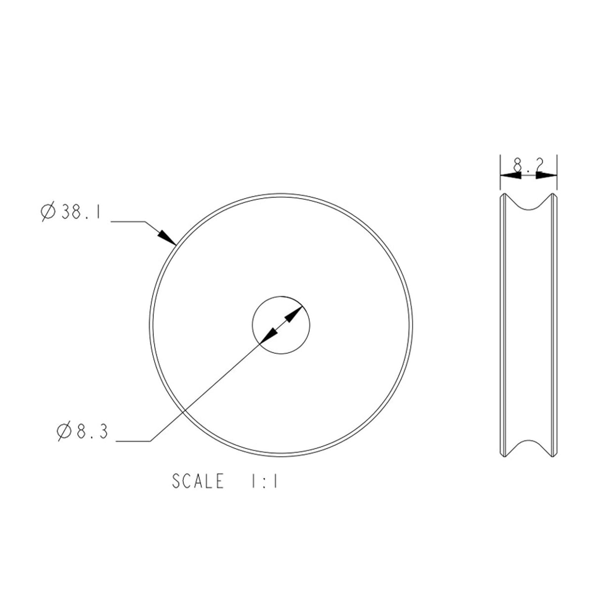 Allen Brothers 38MM X 8MM Plain Bearing to Sheave Aluminium