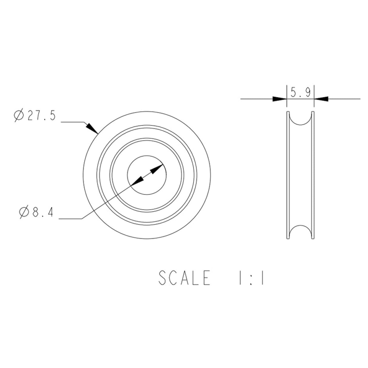 Allen Brothers 27mm x 6mm Plain Bearing Acetal Sheave