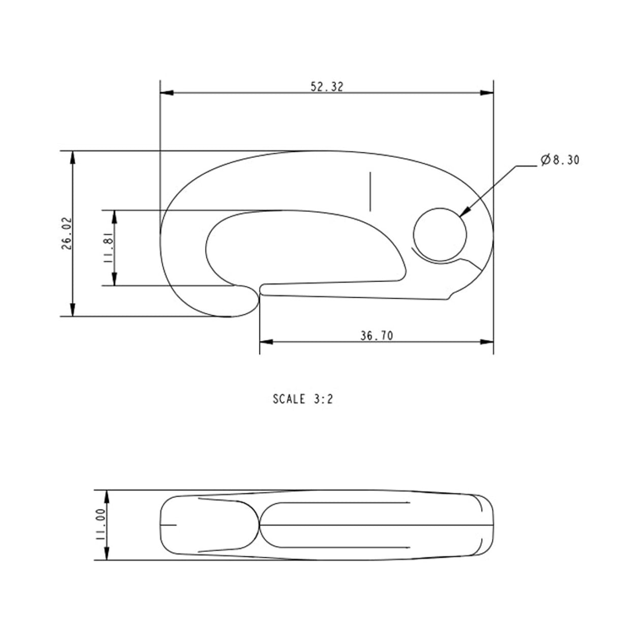 Allen Brothers 53MM Nylon Spring Hook - Grey