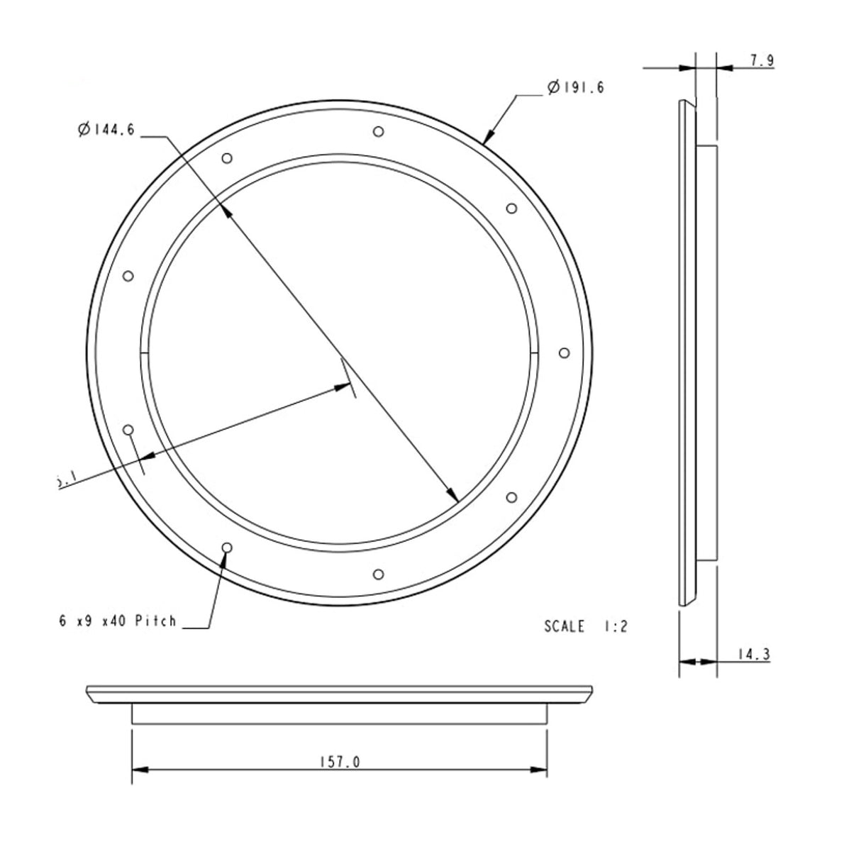 Allen Brothers 145MM O Hatch C/W Bag - Grey
