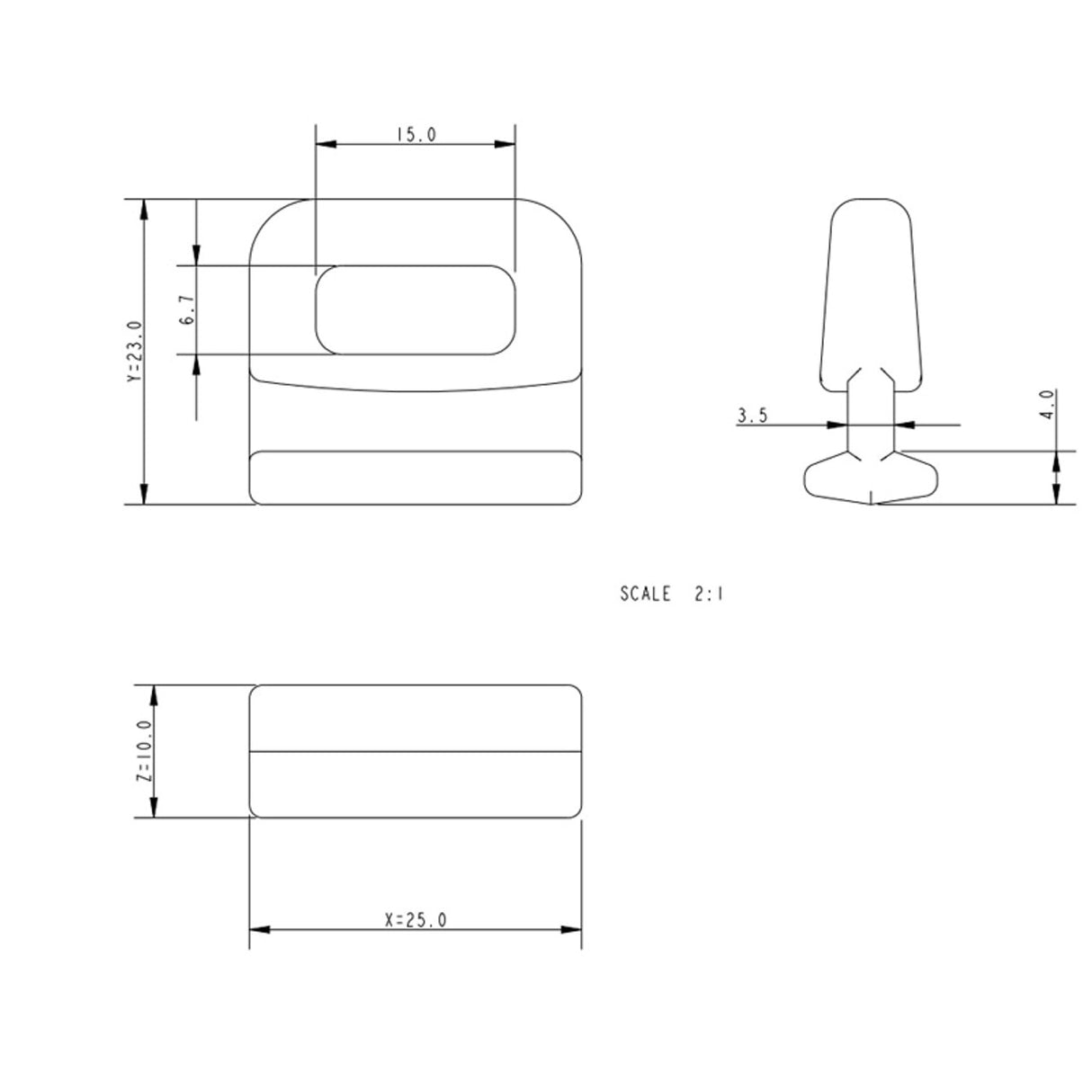 Allen Brothers 10.5mm x 25mm Nylon Track Slide