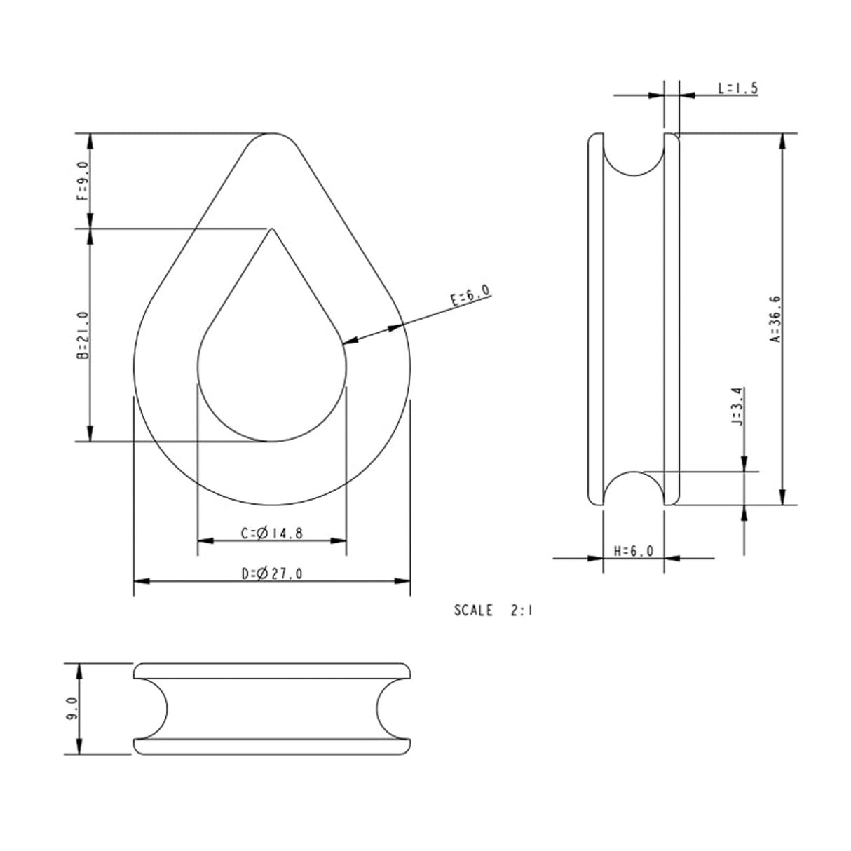 Allen Brothers Nylon Thimble For 6MM Rope
