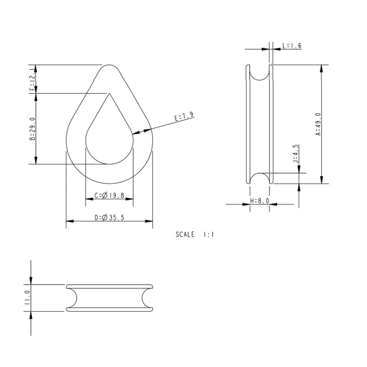Allen Brothers Nylon Thimble For 8MM Rope