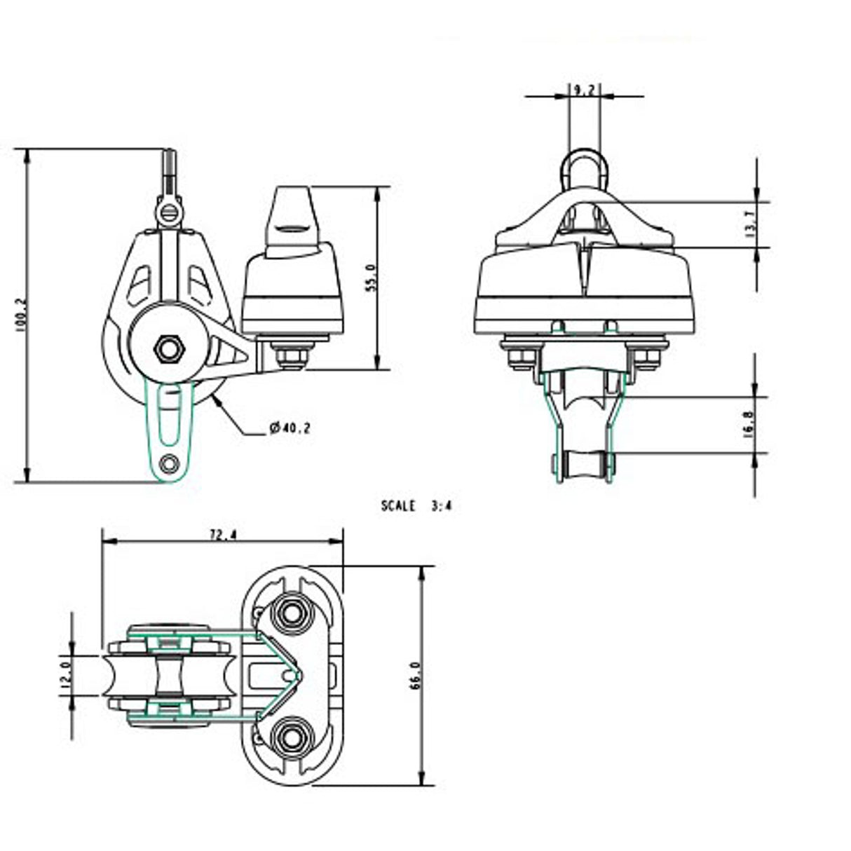 Allen Brothers 40MM Dynamic Block Swivel With Becket & A.676