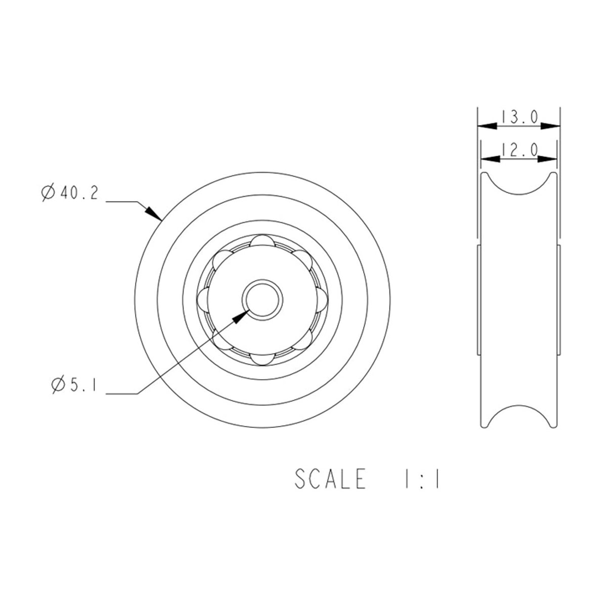 Allen Brothers 38MM X 12MM Acetal Ball Bearing Sheave