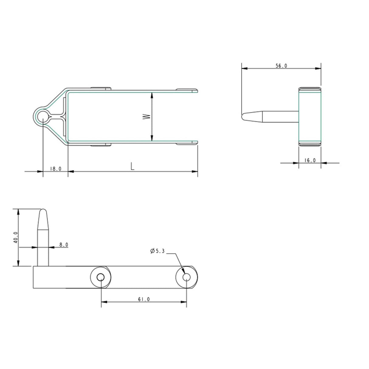 Allen Brothers 8MM X 35MM Stainless Steel Rudder Pintle