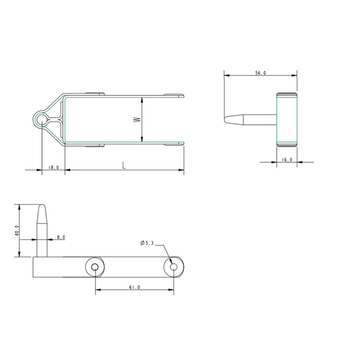 Allen Brothers 8MM X 51MM Stainless Steel Rudder Pintle