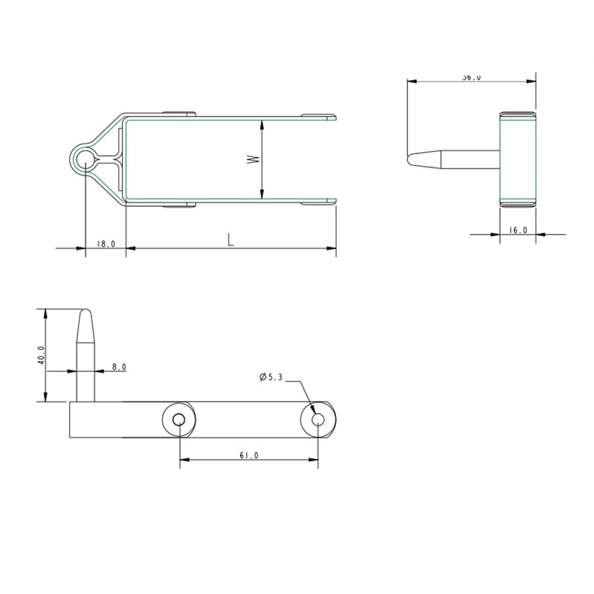 Allen Brothers 8MM X 38MM Stainless Steel Rudder Pintle