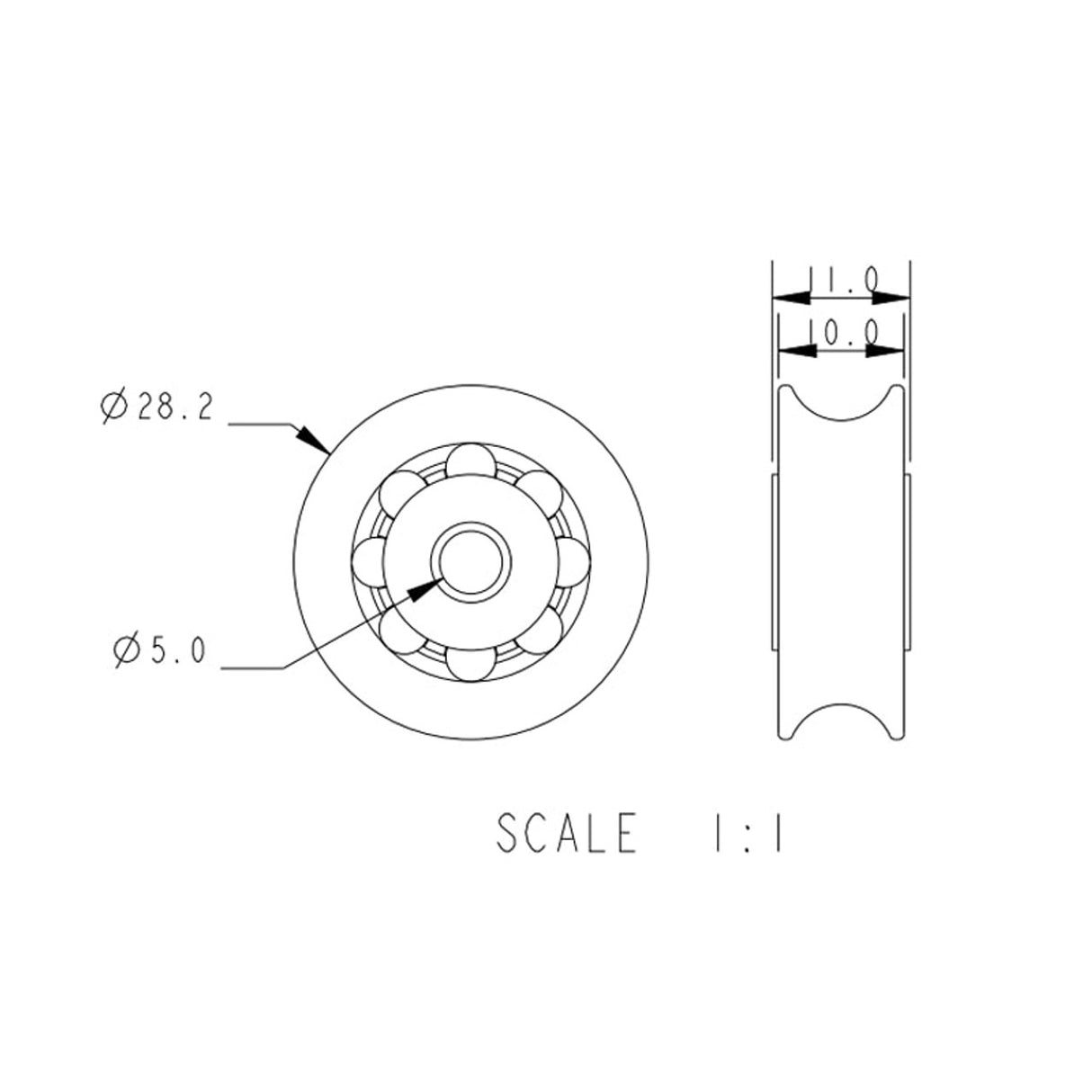 Allen Brothers 27mm x 10mm Ball Bearing Acetal Sheave