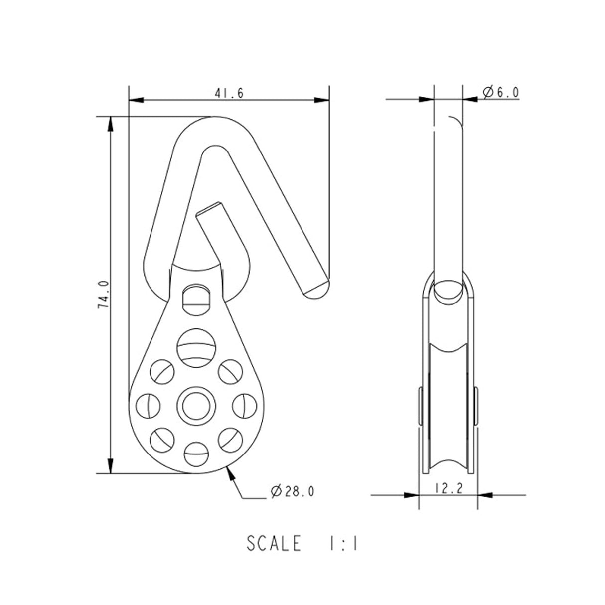Allen Brothers 25MM Plain Block Single Hook