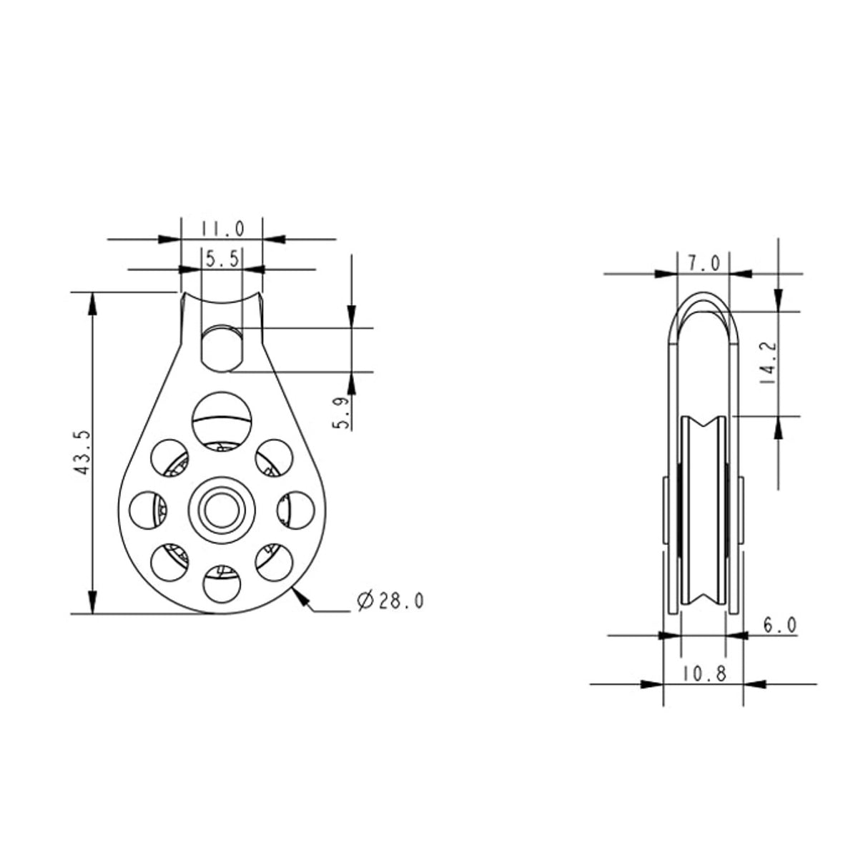 Allen Brothers 25mm Mini High Tension Block Single Fixed Head