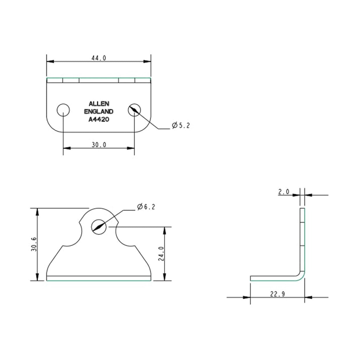 Allen Brothers 6MM Stainless Steel Optimist Transom Gudgeon