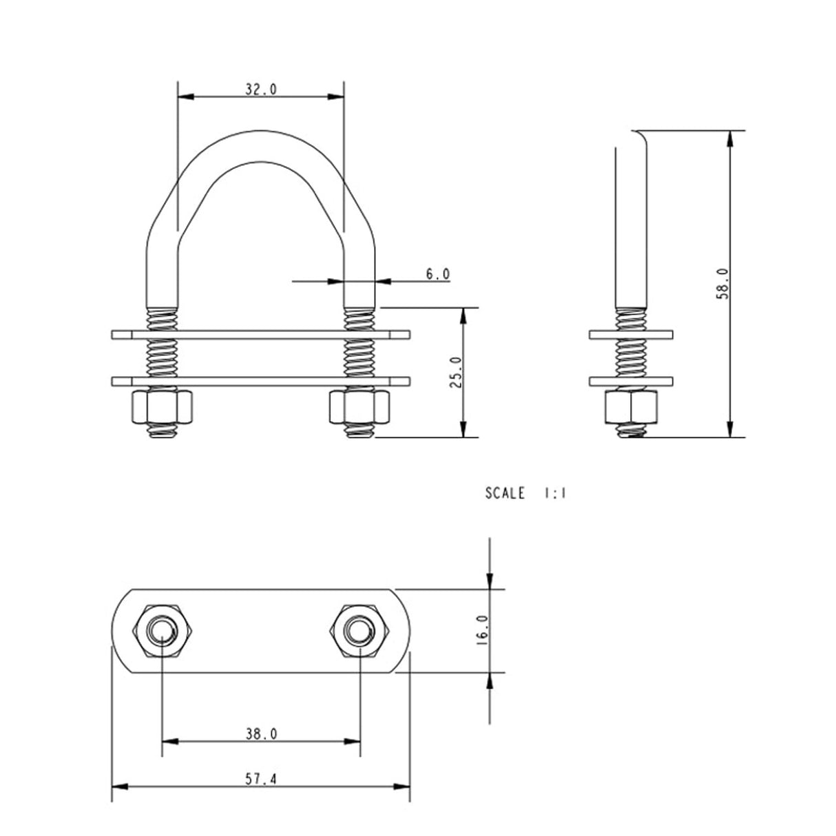 Allen Brothers M6 X 25MM U-Bolt