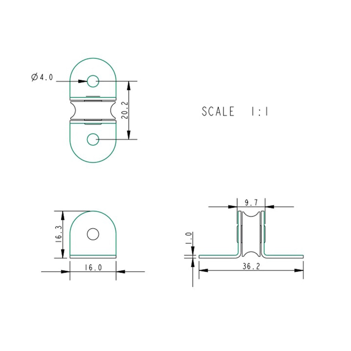 Allen Brothers 16mm Plain Block Single Thru Deck