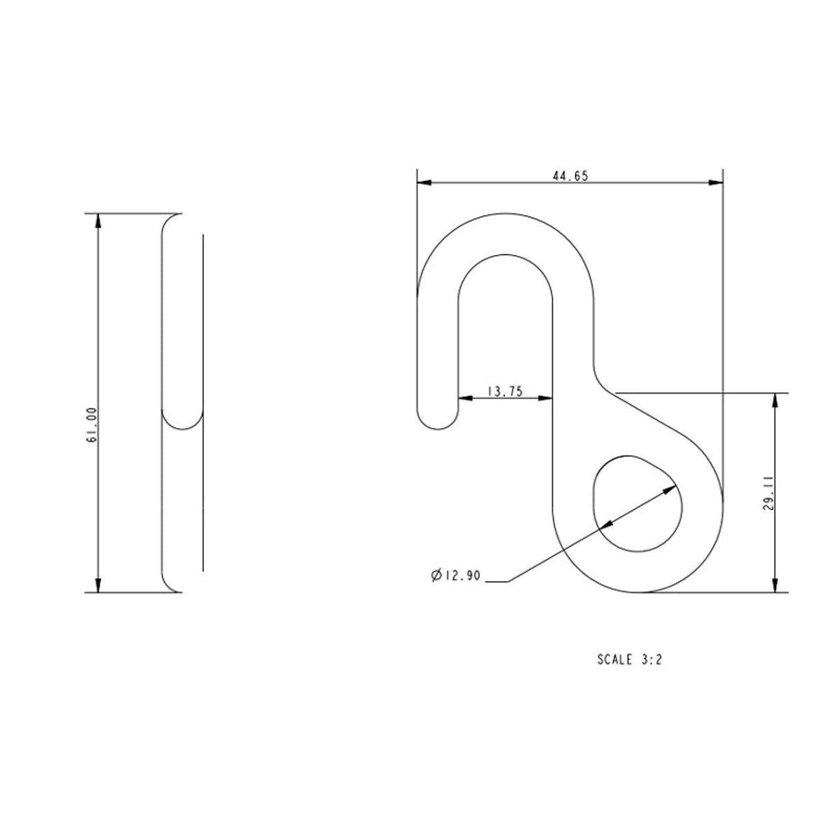 Allen Brothers 61MM Stainless Steel Welded "S" Hook