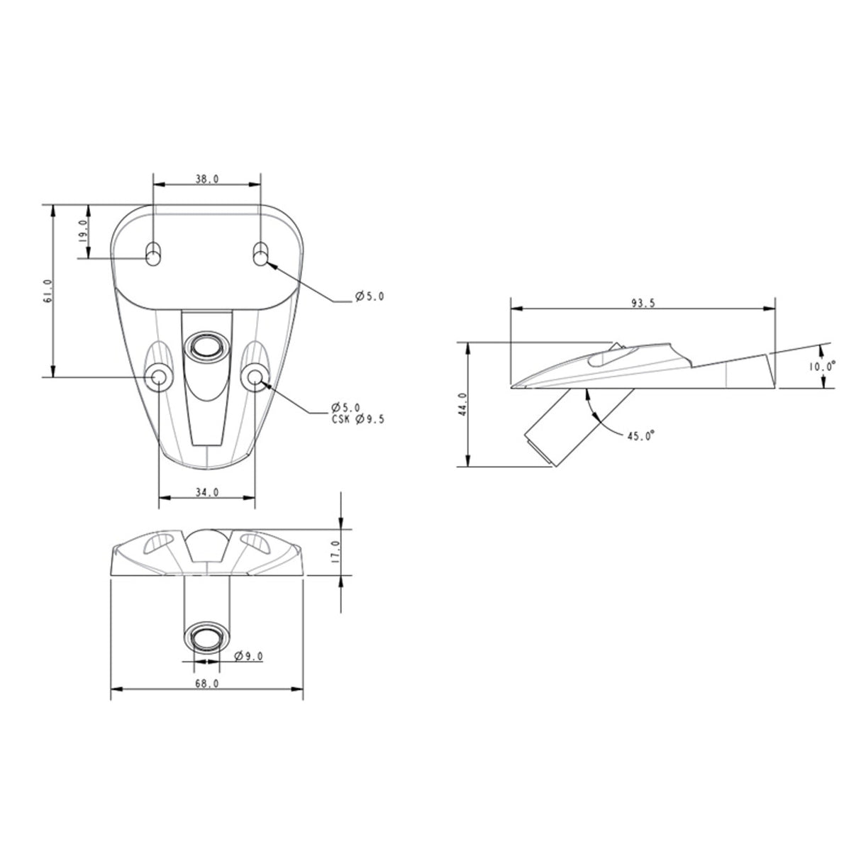 Allen Brothers Large Cleat Through Deck Lead