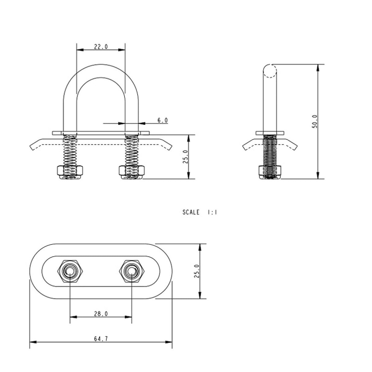 Allen Brothers M6 X 25MM Heavy Duty U-Bolt