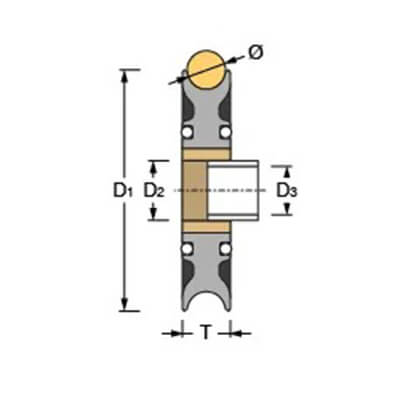 Antal Sheave D120-024 T25 ALU + Stainless Steel HUB (OPF)