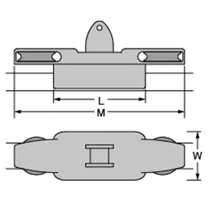 Antal 26X20 Track BB Size 100, Car Shackle, 2 Control Sheaves