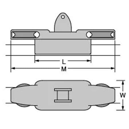 Antal BB Car 47X430 with 1 Sheave 2 Blocks Mainsail Systems