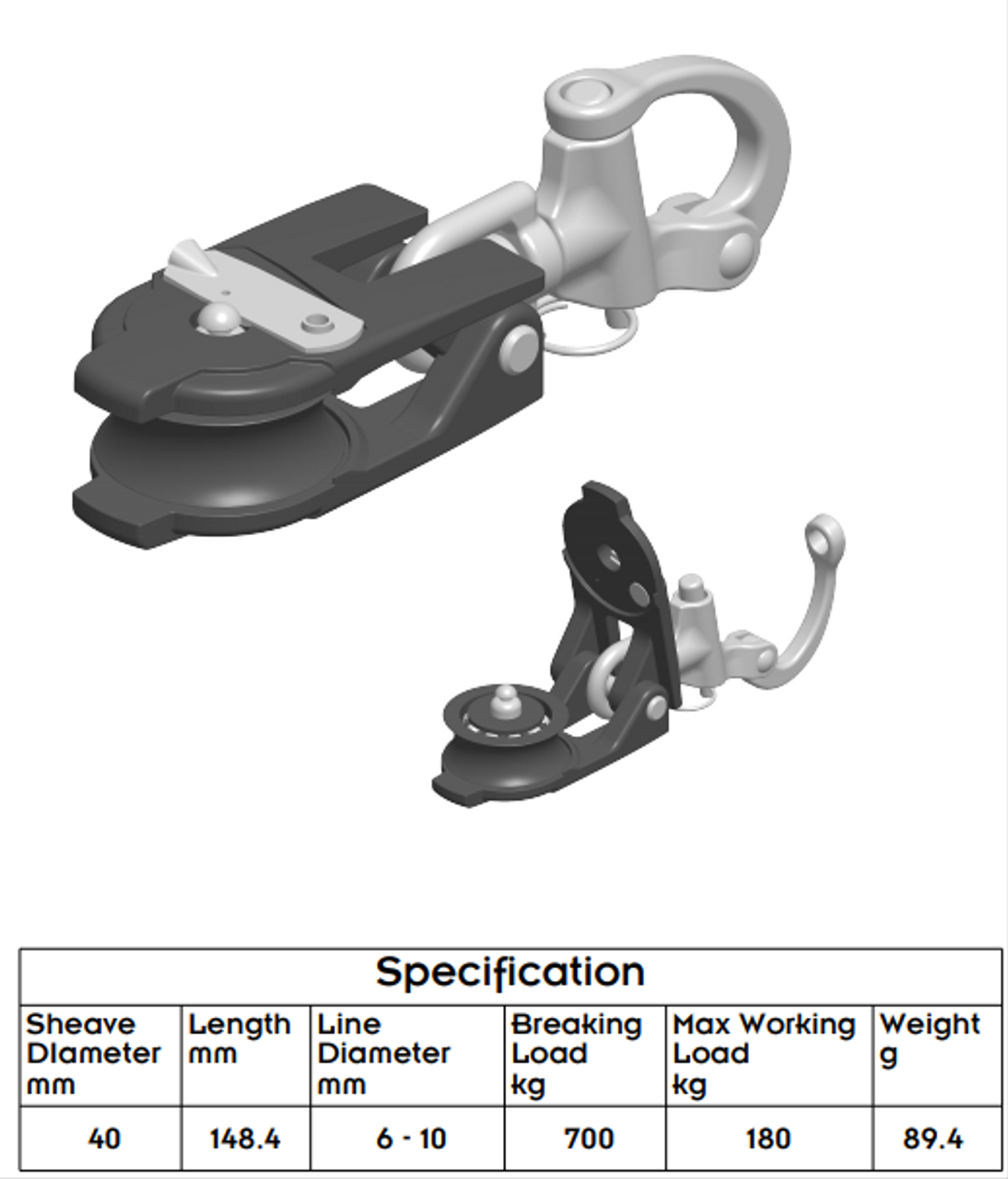 Allen Brothers 40MM Dynamic Snatch Block with Snap Shackle