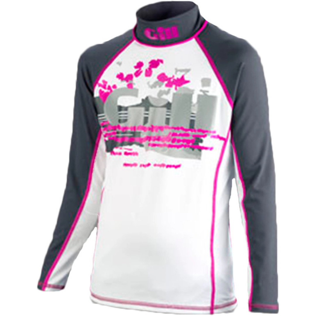 Gill Printed Junior S/S Rash Vest. Clearance size Pink (JM), Silver (JS)