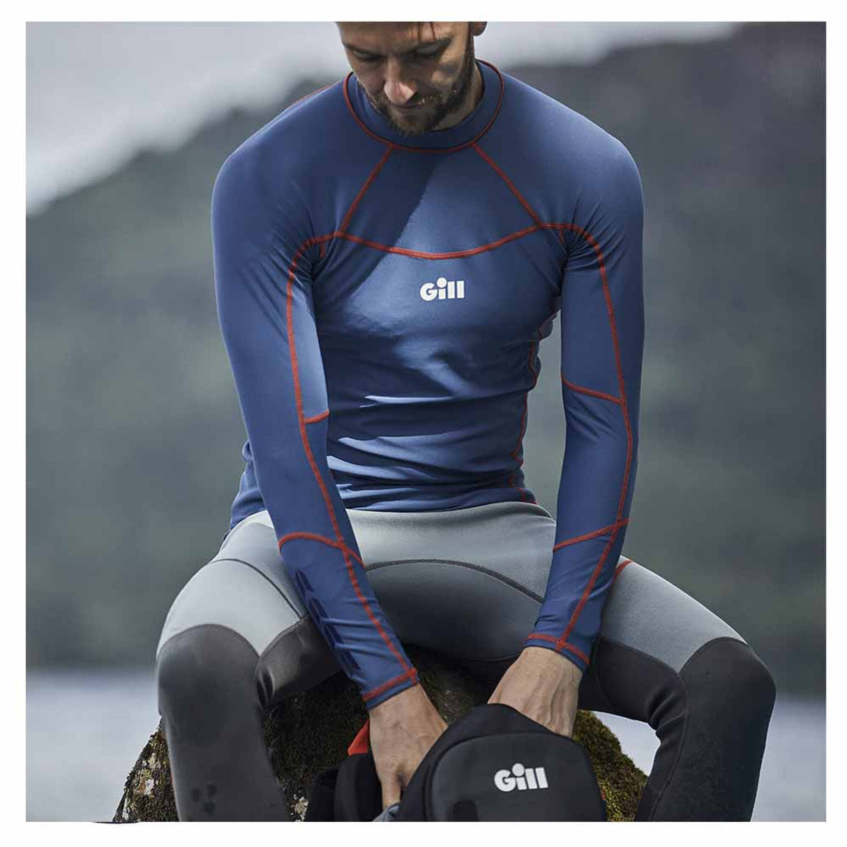 Gill Men's Pro Rash Vest Long Sleeve Ocean