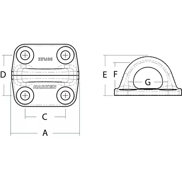Harken Large Square Duplex Padeye
