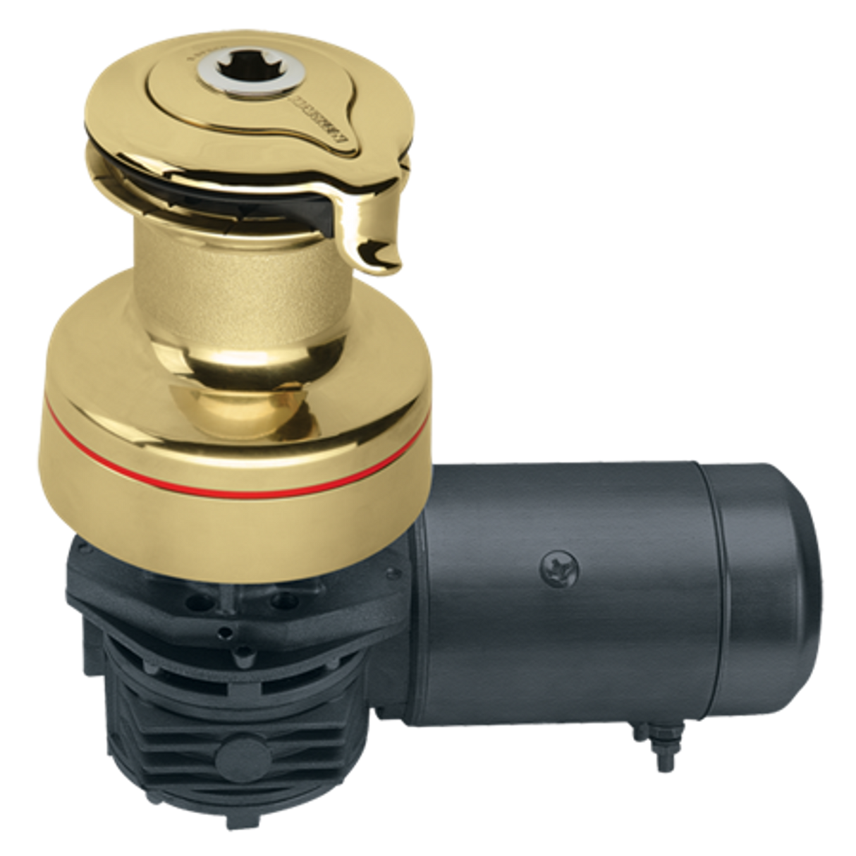 Harken Radial 2 Speed Electric ST Size 40 Polished Bronze Winch Horizontal 24 Volt DF Ctrl Box