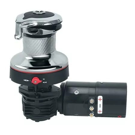 Harken 40 Electric Self-Tailing Rewind Radial Chrome Winch Reverse Speed 24V, Horizontal Left Mount