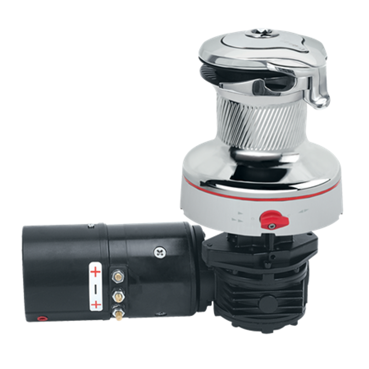 Harken Radial Rewind Electric Size 40 All Chrome Winch Horizontal 12 Volt DF Control Box Left Mount