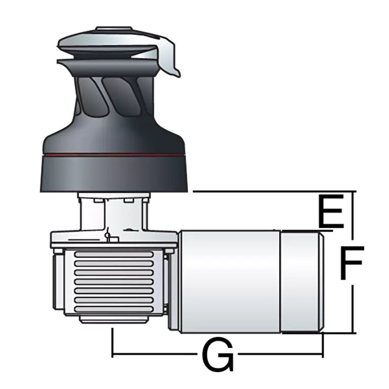 Harken 70 Electric Self-Tailing Radial Bronze Winch 3 Speed 12V, Horizontal, Left Mount