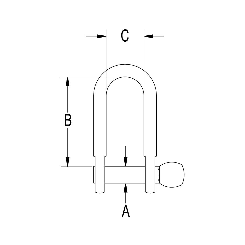 Ronstan Stainless Steel D Shackle 5/32" Coined Pin Head