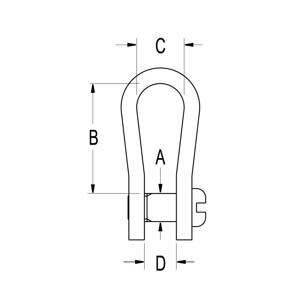 Ronstan Stainless Steel Narrow Shackle 3/16" Pin Slotted Head