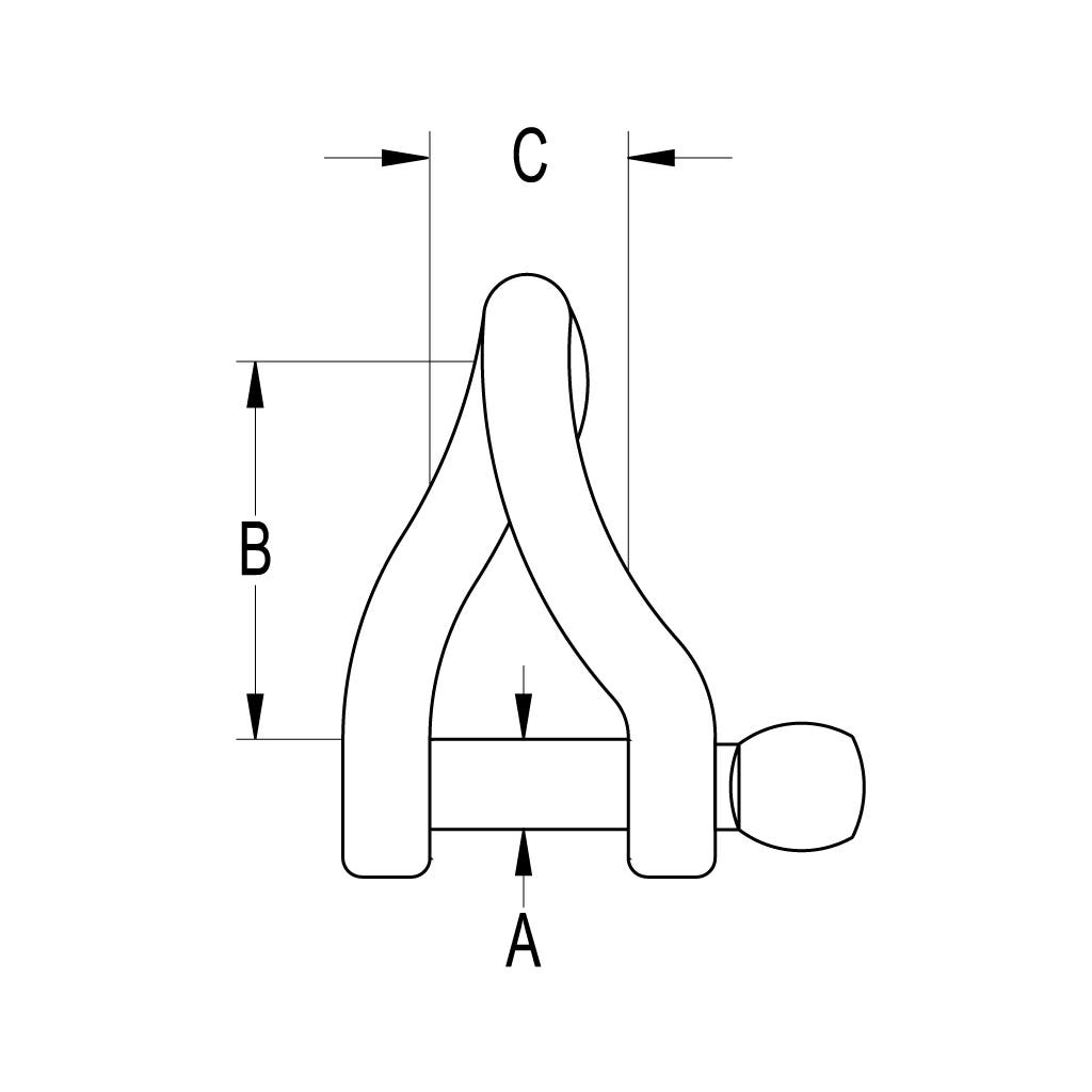 Ronstan Stainless Steel Twisted D Shackle 3/16" Pin Coined Head