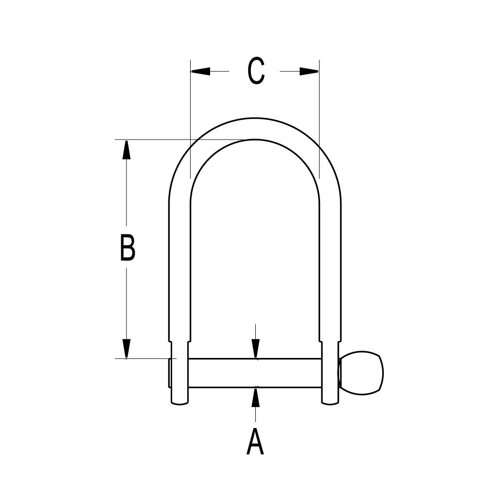 Ronstan Stainless Steel Wide D Shackle 3/16" Pin Coined Head