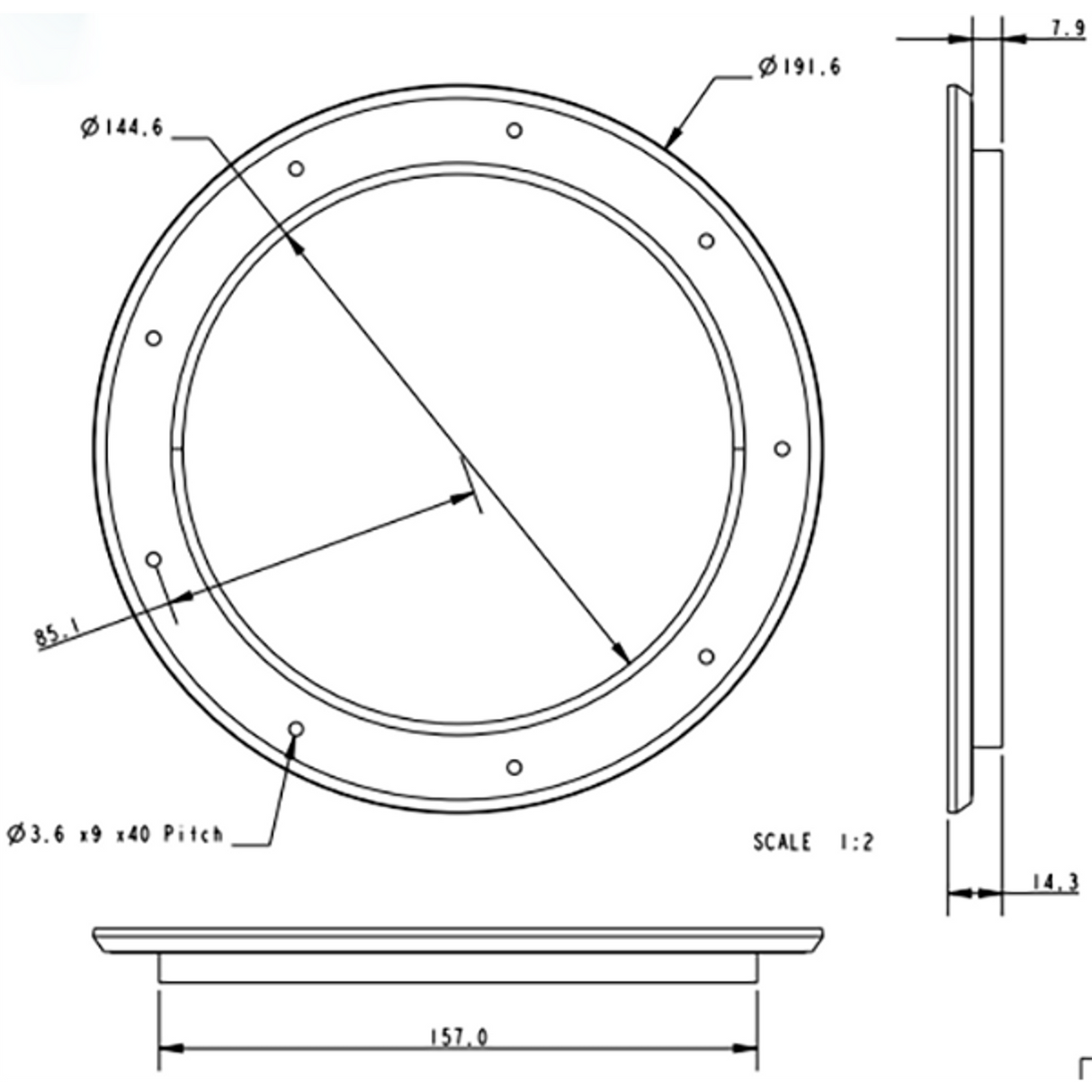 Allen Brothers 145MM O Hatch Cover - White