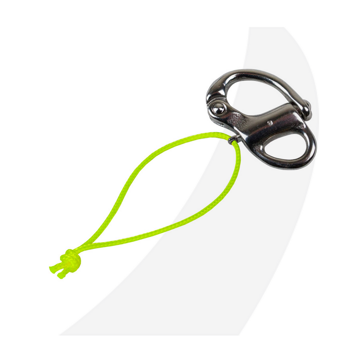 Snap Shackle, mini, stainless steel with string Lanyard