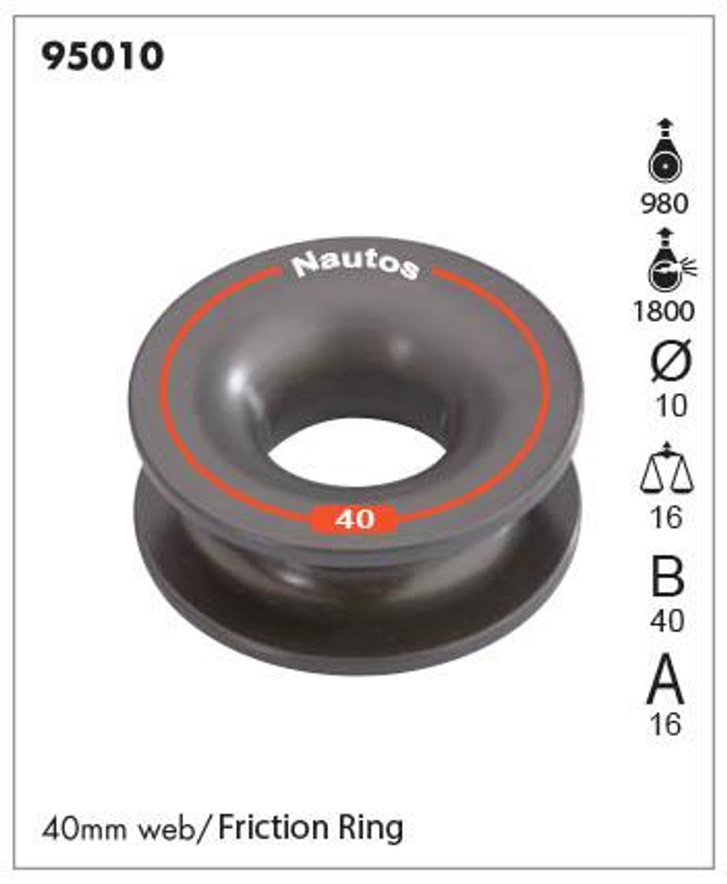 95010 - Friction Sheave - 40 mm Sheave- Web - Tie Sheave - Control Line Eye